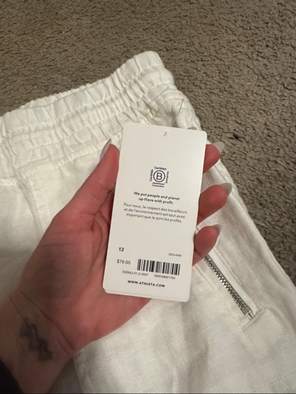 Athleta  White Jogger Linen-Blend Pants - Picture 3 of 6